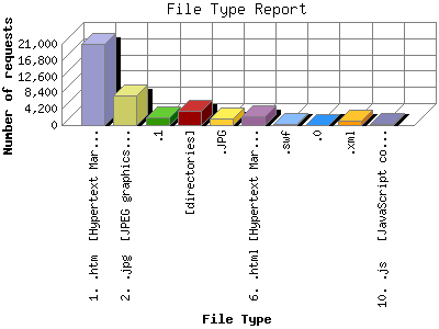 File Type Report: Number of requests by File Type.