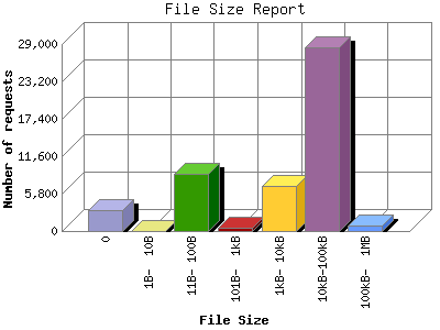 File Size Report: Number of requests by File Size.